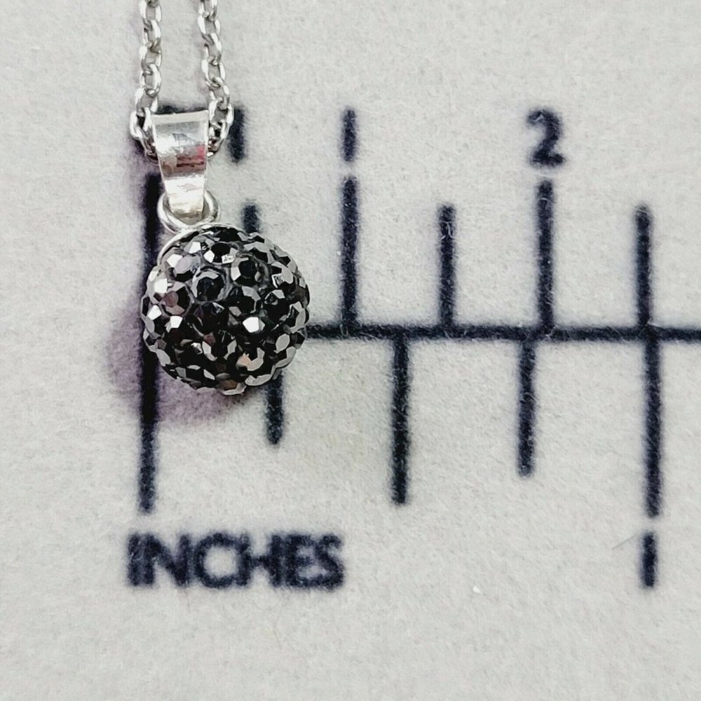 ATI 925 Indonesia Signed Sterling Silver Necklace Gunmetal Shambala Crystal Ball - Picture 11 of 11